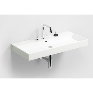 Clou Wash Me wastafel 90x42cm zonder plug mineraalsteen Wit