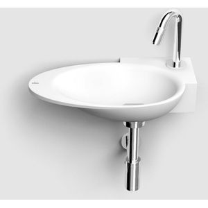 Fonteinkom clou first rechts met kranenbank en plug 38.8x9x24.6 cm aluite wit