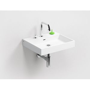 Clou Wash Me Wastafel 50x42cm Aluite - 3 Voorbewerkte Kraangaten - Mat Wit - Rechthoekig - 8717462003785 - Wastafels - Opzetwastafels