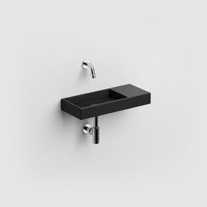 Fontein Clou Mini Wash Me Rechts 45x19x6cm Keramiek Mat Zwart (Zonder Kraangat)