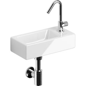 Clou InBe Fonteinset 3 36x18cm Keramiek - Kraangat Rechts - Glans Wit - Rechthoekig - 8717462009589 - Wastafels - Fonteinen - Fonteinsets
