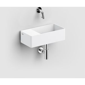 Clou New Flush 3 fontein 35x18cm inclusief afvoerplug met afvoerplaat voorbewerking voor kraangat links Wit mat CL/03.13432.02