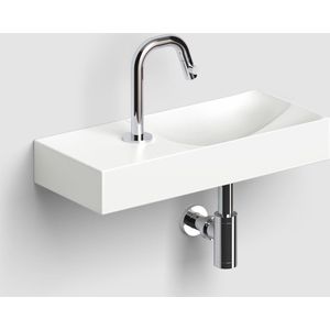 Clou Vale Fontein 45x19cm Keramiek - Met Kraangat Links - Mat Wit - Rechthoekig - 8717462011322 - Wastafels - Fonteinen - Opzetfonteinen