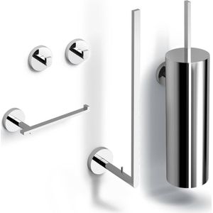 Clou Flat Toilet Accessoires Set Chroom - Messing - Accessoires - Toilet Accessoires - Toilet Accessoires Sets - 8717462012855
