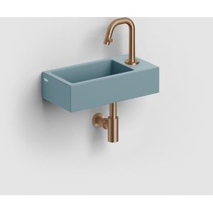 Clou Flush 3 Fontein 36x18cm Keramiek - Met Kraangat - Rechts - Mat Blauw - Rechthoekig - 8717462013005 - Wastafels - Fonteinen - Opzetfonteinen