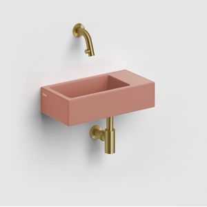 Clou Flush 3 Fontein 36x18cm Keramiek - Zonder Kraangat - Rechts - Mat Roze - Rechthoekig - 8717462013036 - Wastafels - Fonteinen - Opzetfonteinen