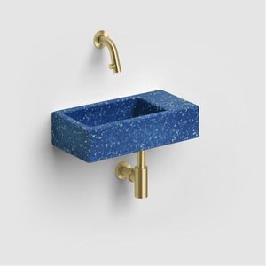 Fontein clou flush 3 zonder kraangat 36x18 cm gerecycled plastic blauw met gekleurde snippers