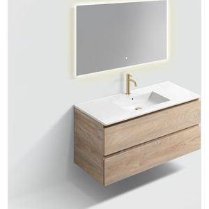Badmeubelset Met Spiegel Clou InBe 120 CM Grieks Eiken