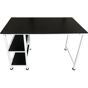 Bureau met opbergplanken - computertafel - 110 cm breed - wit zwart
