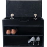 Schoenenbankje  - schoenenkast met zitkussen - schoenenrek - zwart