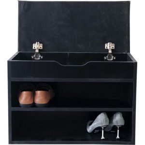 Schoenenbankje  - schoenenkast met zitkussen - schoenenrek - zwart