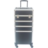 Visagie make up koffer cosmetica kappers trolley beauty case 4 in 1 zwart