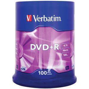 Verbatim 43551 DVD+R Matt Silver Schijven - 100 Stuks / Spindel