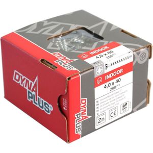 Dynaplus universele schroeven platkop voldraad verzinkt 4x40mm PZ2 (200 Stuks)