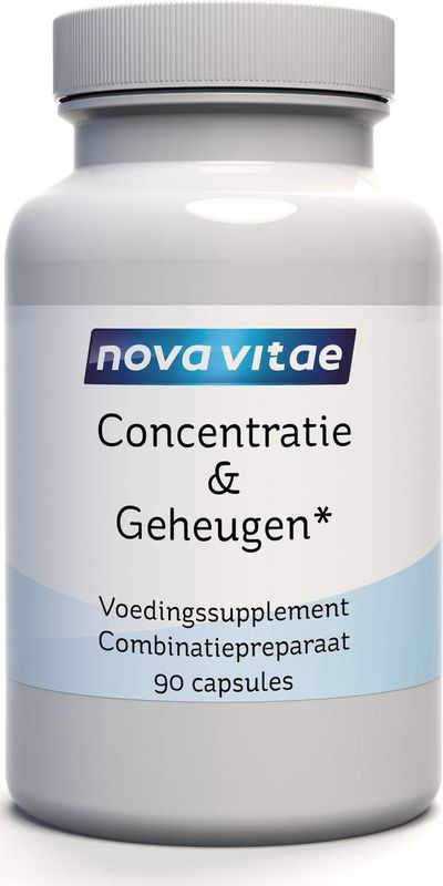 Nova Vitae - Concentratie & Geheugen - Ginkgo Biloba - Glidkruid - L-Theanine - Omega 3 - 90 capsules