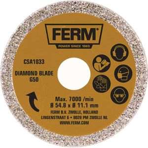 FERM - CSA1033 - Diamant - zaagblad - Diameter: - 54,8mm - Asgat: - 11,1mm - G50 - Precisie zaagblad - Voor zagen van - Keramiek - Zoals - Wand - Vloer - Tegels - Universeel - Zeer geschikt voor - CSM1038 - Precisie-cirkelzaag - Zaag diepte 12mm