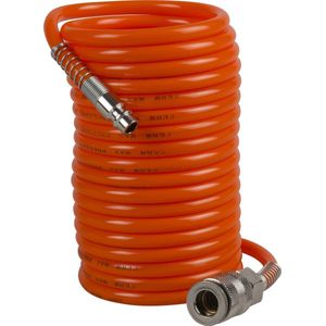 FERM - ATA1026 - Spiraalslang - 5 meter - Maximale - Werkdruk - 8 bar - DIN - Orion - Snelkoppeling - Universeel - Zeer geschikt voor alle - FERM - Compressoren