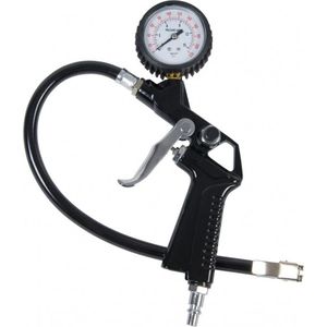 FERM - ATM1041 - Bandenvulpomp - Pneumatisch - Metalen - Behuizing - Aansluiting - DIN - Orion - Werkdruk - 0 - 8 - Bar - Slanglengte - 350mm - PSI - Schaal - Drukmeter