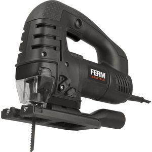 FERM Industrial - JSM1025P - Decoupeerzaag - 750W - 3 Pendelstanden - Snelheid: - 600-2800/min - Snelwisselsysteem - Stofblaas functie - Afneembare antikras voet - T-opname - Lock-on schakelaar - 4m kabel - Koffer - Zaagblad - Zijgeleider - Adapter
