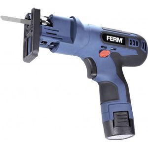 Ferm JSM1026 Li-Ion Accu Decoupeerzaag - 12V - 1,5Ah - inclusief 2 zaagbladen voor metaal en hout, lader in een stevige opbergkoffer, zwart blauw, zilver