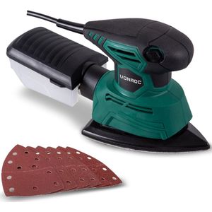 Handpalmschuurmachine 130W | Incl. Stofopvangbox en 6 schuurpapier