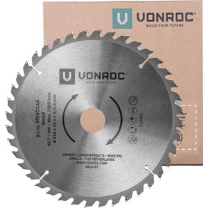 VONROC Zaagblad – Ø216MM – 40 tanden – voor hout – geschikt voor afkortzagen & tafelzagen