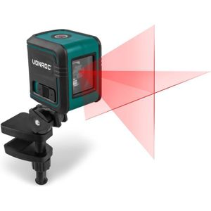 VONROC Kruislijnlaser – Rood – Zelfnivellerend – 10 meter – Incl. bevestigingsbeugel, opbergtas