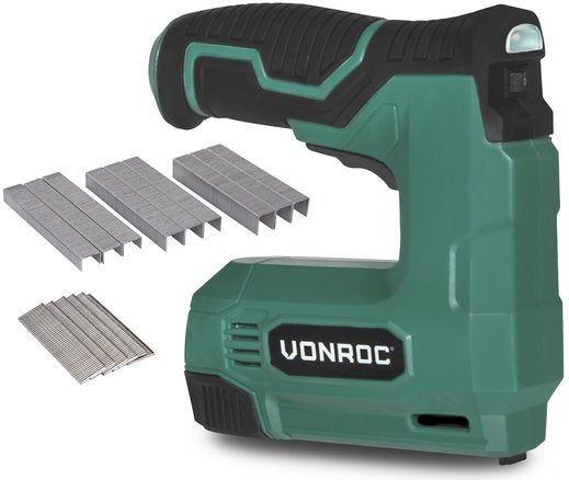 VONROC Accu tacker 4V – Complete set incl. 900 nieten en 300 spijkers
