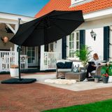Zweefparasol Bardolino Ø300cm – Premium parasol | Antraciet/Zwart