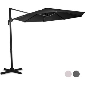 VONROC Premium Zweefparasol Bardolino Ø300cm – Incl. kruisvoet & beschermhoes – Ronde parasol – 360 ° Draaibaar - Kantelbaar – UV werend doek - Zwart