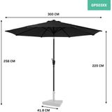 Parasol Recanati 300cm - Stokparasol | Antraciet/Zwart