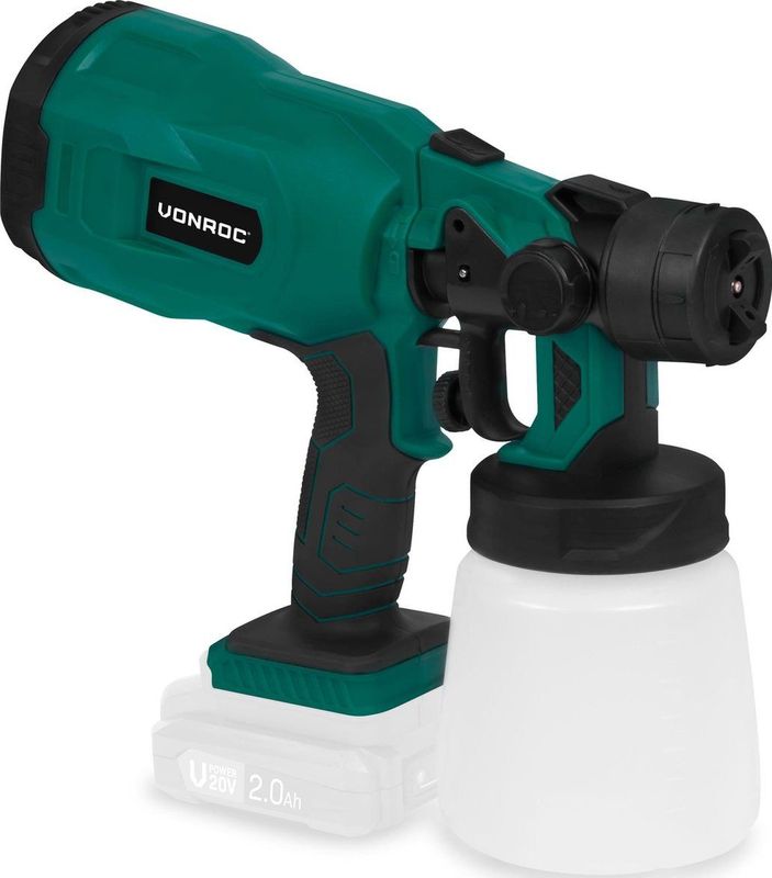 VONROC Accu verfspuit – VPower 20V – Zonder accu & lader – Inhoud 800 ml – Incl. accessoires