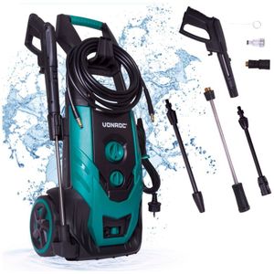 VONROC Hogedrukreiniger V22-1 2200W – 170 bar – 450 l/h – Incl. 8m slang, reinigingsmiddelen tank, spuitstukken en accessoires