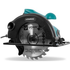 VONROC Cirkelzaag 1200W – 185mm – Incl. parallelgeleider en 24-tands zaagblad voor hout