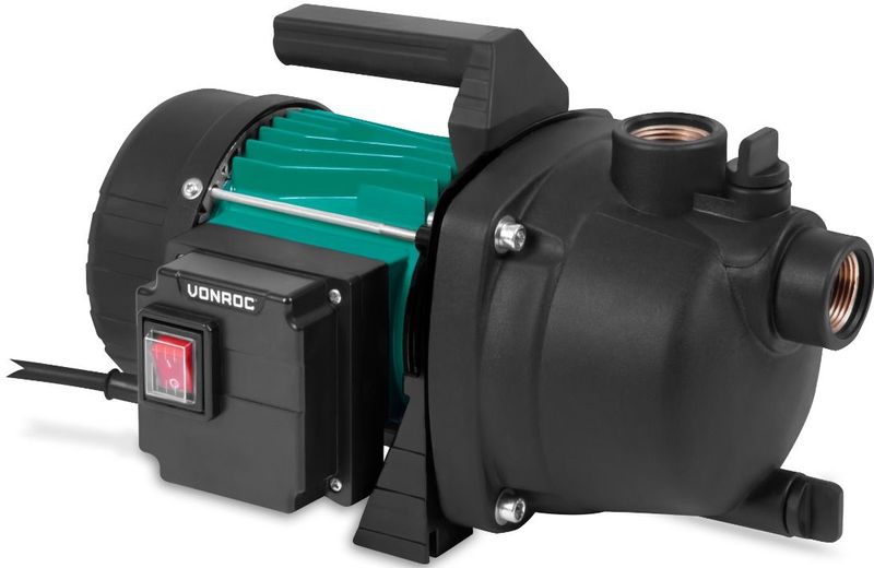VONROC Sprinklerpumpe / Wasserpumpe - 800W - 3300l/h - Kunststoff-Pumpengehäuse - Für Garten-/ Rasenbewässerung