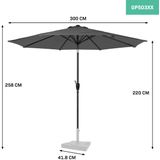 Parasol Recanati 300cm – Stokparasol - Grijs