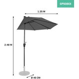 Parasol Magione – Premium Balkon Parasol - Halfrond 270x135cm - Grijs