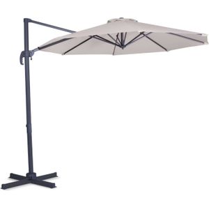 VONROC Premium Zweefparasol Bardolino Ø300cm – Duurzame parasol – 360 ° Draaibaar - Kantelbaar – UV werend doek - Beige – Incl. beschermhoes