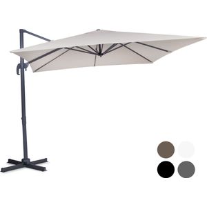 VONROC Premium Zweefparasol Pisogne 300x300m - Duurzame parasol – 360 ° Draaibaar - Kantelbaar – UV werend doek - Beige – Incl. beschermhoes