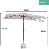 Parasol Rapallo 200x300cm –  Premium rechthoekige parasol | Beige