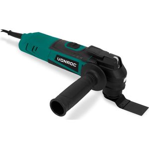 VONROC Oscillerende multitool 350W – Variabel toerental 12.000 – 22.000 p/min. – Incl. Schuurplaat, zaagblad, schraapmes en stofzuigeradapter