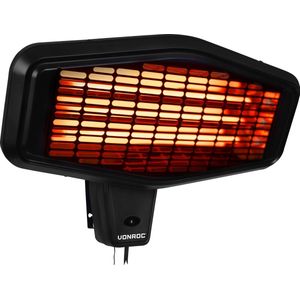 VONROC Heater Amiata - Terrasverwarmer – 2200W – Hoog rendement – Low Glare lamp – 3 warmteniveaus – Sfeervol - Voor muur montage of statief