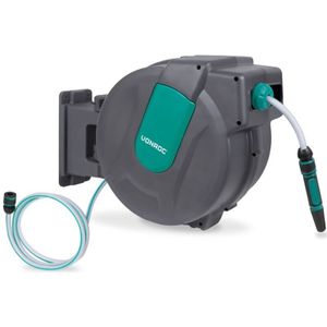 Güde Automatische slanghaspel 10 m (werkdruk 12 bar, 180° draaibaar, zeer flexibele olie- en temperatuurbestendige persluchtslang, aansluitschroefdraad 1/4 inch, wandhouder