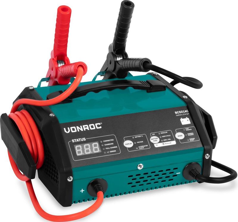 VONROC Acculader - Jump Starter - Max. 15A - Voor Loodzuuraccu’s 6V of 12V