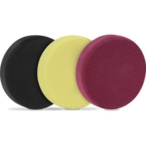 VONROC Polijstschijven/Polijst pads schuim voor polijstmachines – Starterset - 125mm, 3 stuks