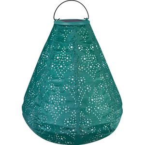 Luna solar lampion Cone met LED – 270x240mm - Copper green | Handgemaakt/weersbestendig