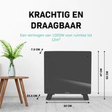 VONROC Luxury electric heater - Konvektorheizung mit Glasscheibe - 500W/1000W - Beheizt Räume bis zu 12m2 - Gesteuert sowohl mit App (über Wifi) als