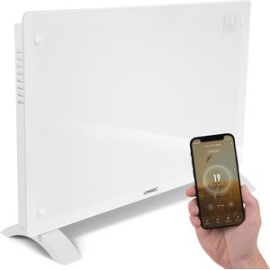 Luxe Elektrische kachel – Convector - Glazen paneel – 1000W/2000W - Wit | WIFI