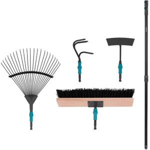 Tuingereedschap set 4-1, V-Fix systeem| bladhark, bezem, schoffel en cultivator