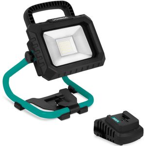 VONROC Accu Bouwlamp 20V - LED - 20W – 2 standen: 900/1800 lumen – kantelbaar – brede stralingshoek - Incl. 4.0Ah accu en snellader